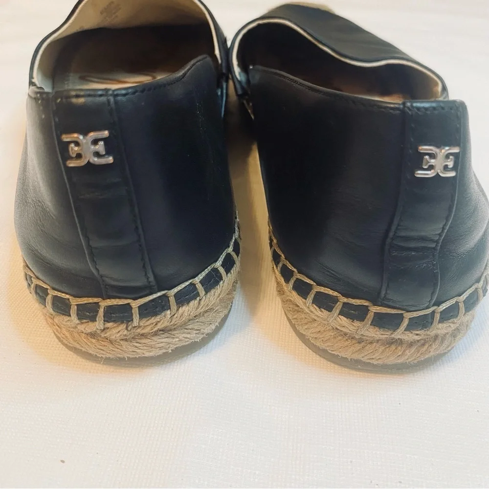 Sam Edelman Black Leather Espadrilles with Tan Accents